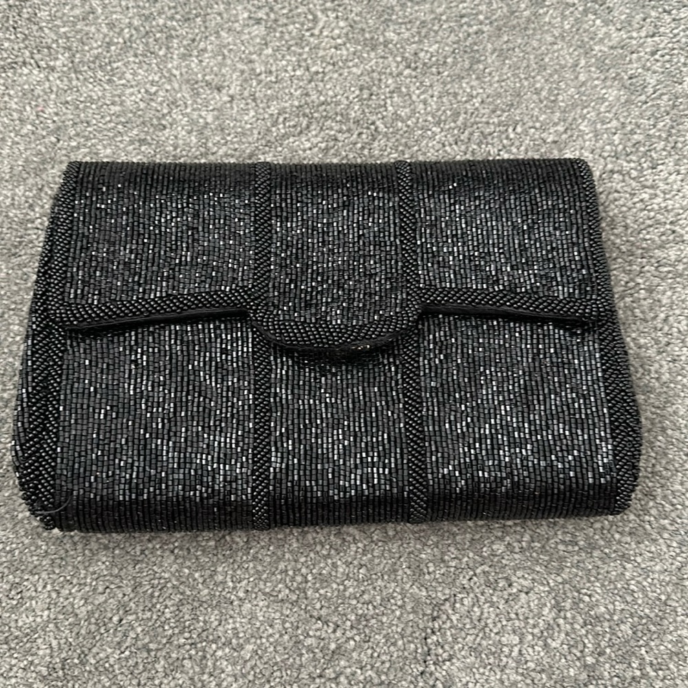 Vintage Walborg black beaded clutch